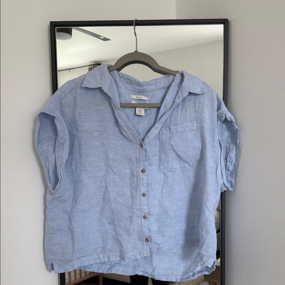Rachel Zoe Sky Blue Linen Shirt